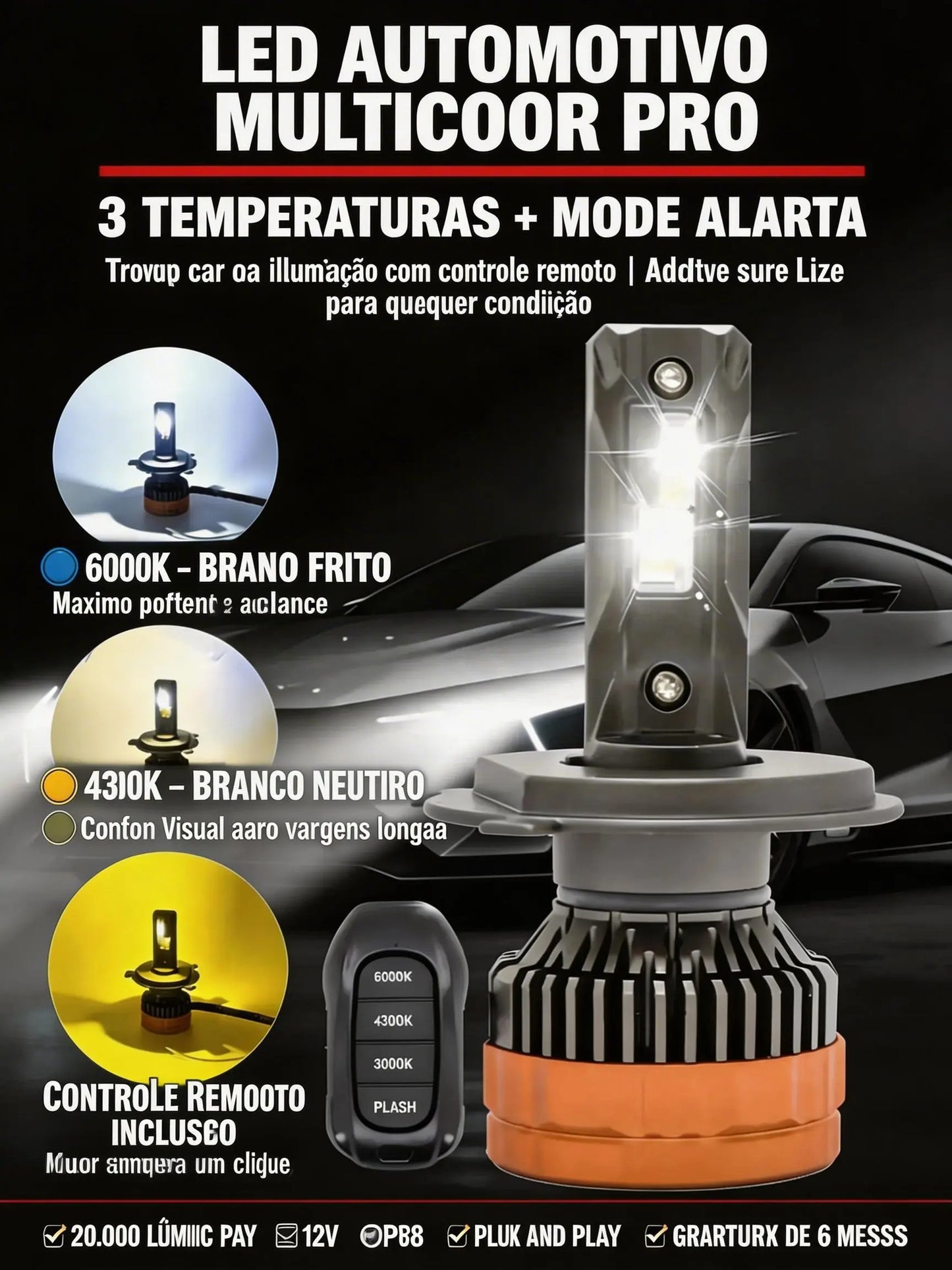 💡 LED Z2S UltraBeam 20K Tricolor / Ilumina Auto