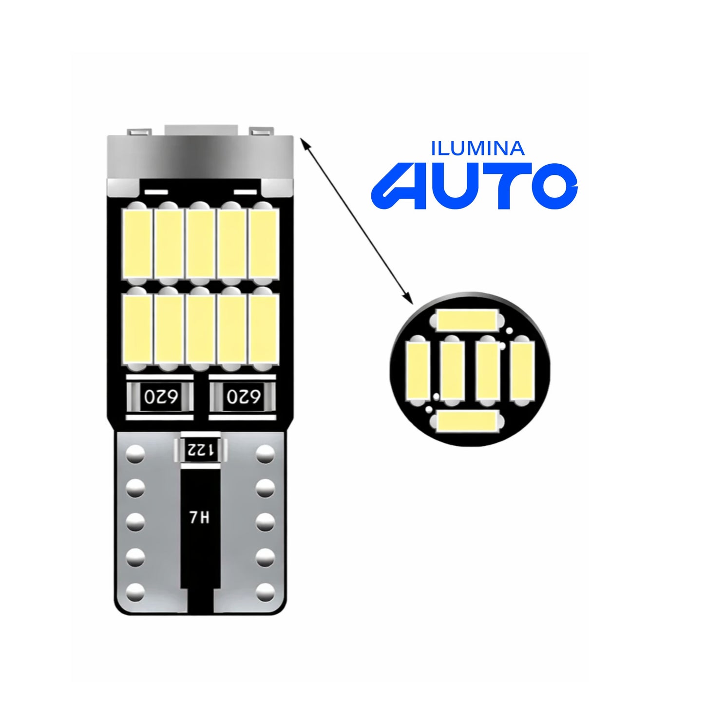 100 Peças LED T10 Smart Light 12V – 26 LEDs Plug and Play