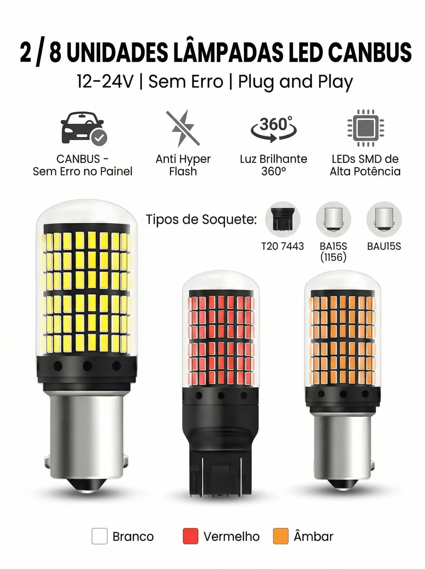 LED Signal Pro 360° – Ultra Brilho para Setas e Freio 2/4/8 Peças