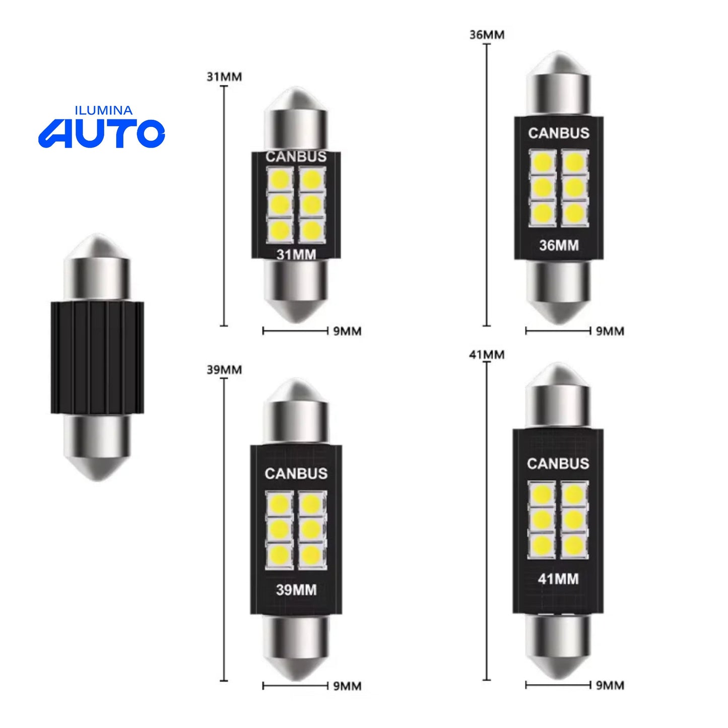 2/4/10/20 PCS LED C5W Torpedo 31/36/39/41MM 12/24V / IluminaAuto
